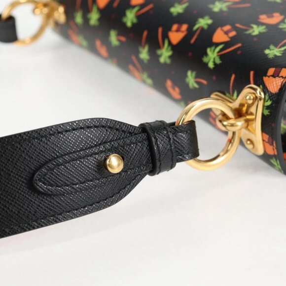 PRADA Shoulder Bag Leather Black Gold Auth - Picture 12 of 16